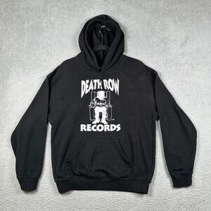 Death Row Records Hoodie Black Graphic Sweatshirt Electric Chair Logo Mens Small
